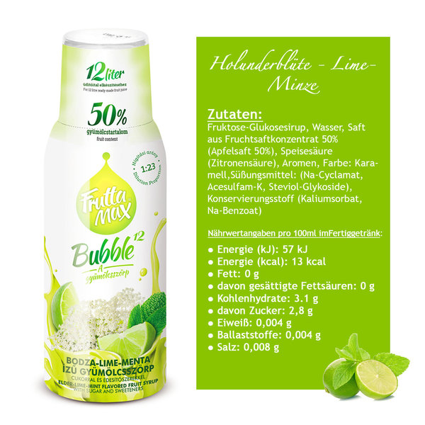 FruttaMax Holunder-Lime-Minze Sirup 500ml