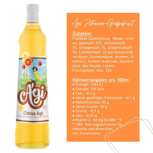 Agi Zitronen-Grapefruit Fruchtsirup 700ml