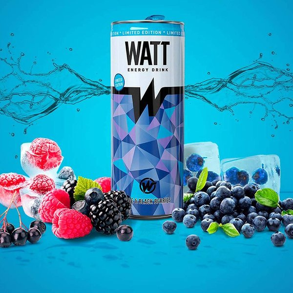 WATT Energy Drink Blue&Black Berries 6 x 250 ml (Pfandfrei)