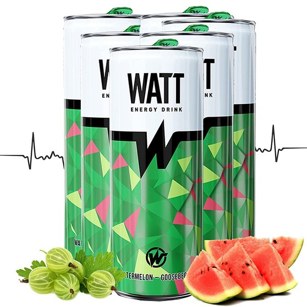 WATT Energy Drink Wassermelonen&Stachelbeer 6 x 250 ml (Pfandfrei)