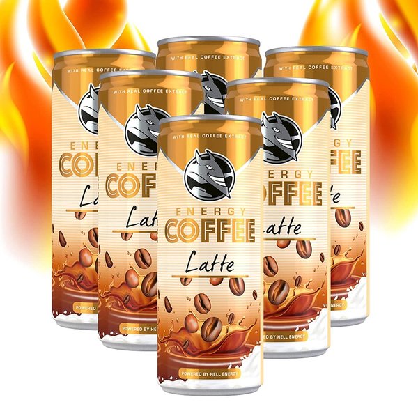 HELL Energy Drink COFFEE Latte Kaffeegetränk 6 x 250 ml (Pfandfrei)