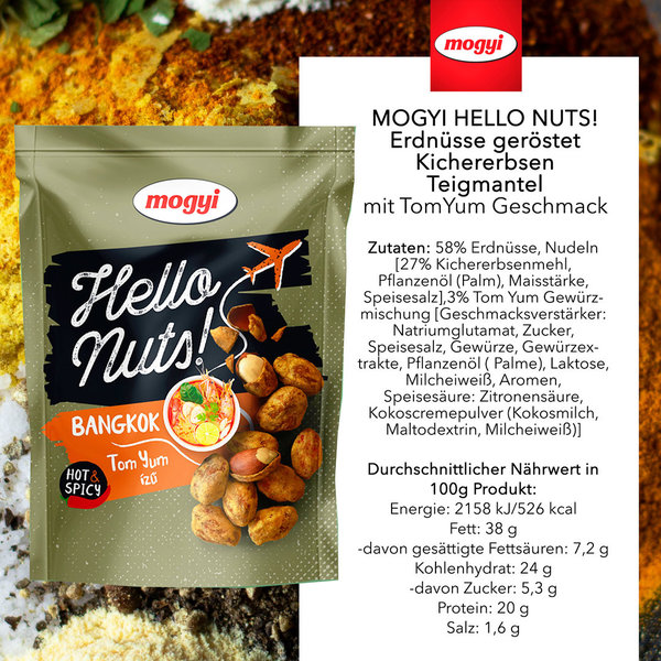 Mogyi Hello Nuts! Erdnüsse Teigmantel Bangkok - Tom Yum 3x100g