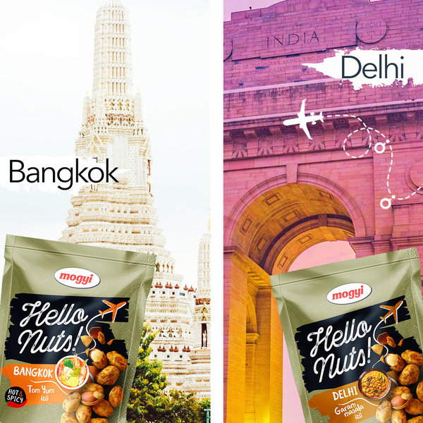 Mogyi Hello Nuts! Erdnüsse Teigmantel Delhi - Garam Masala 3x100g