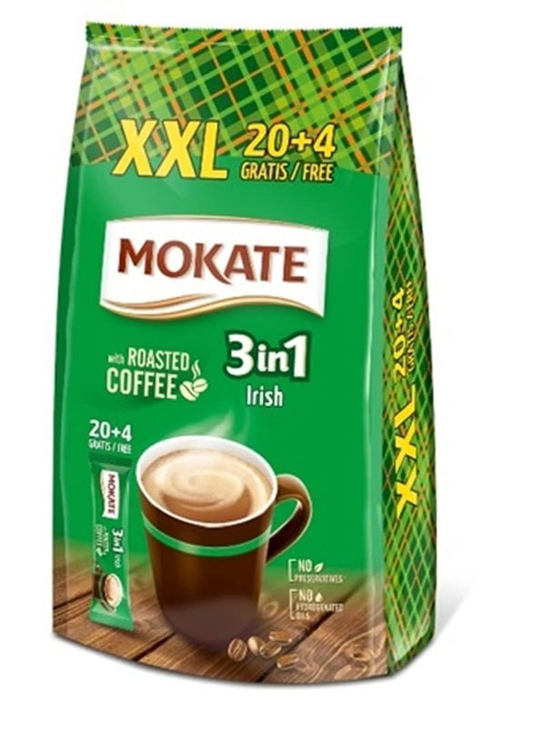 MOKATE XXL Irish  3-in-1 löslicher Bohnenkaffee 408g (24 x 17g)