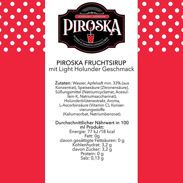 Piroska Sirup Fitt Light Holunderblüte 700ml MHD: 30.05.2022