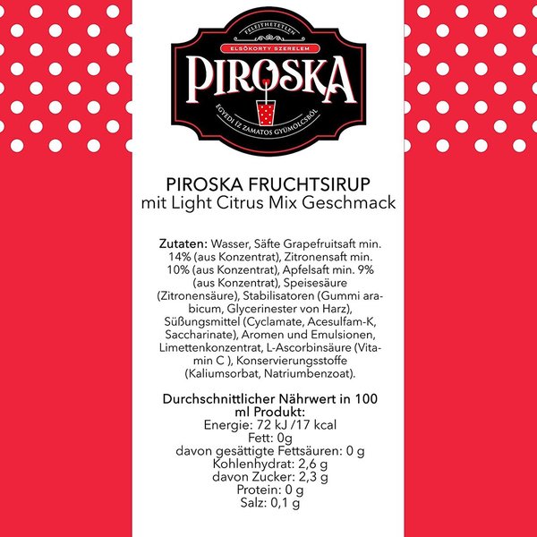 Piroska Sirup Fitt Light Citrus Mix 700ml MHD: 02.06.2022