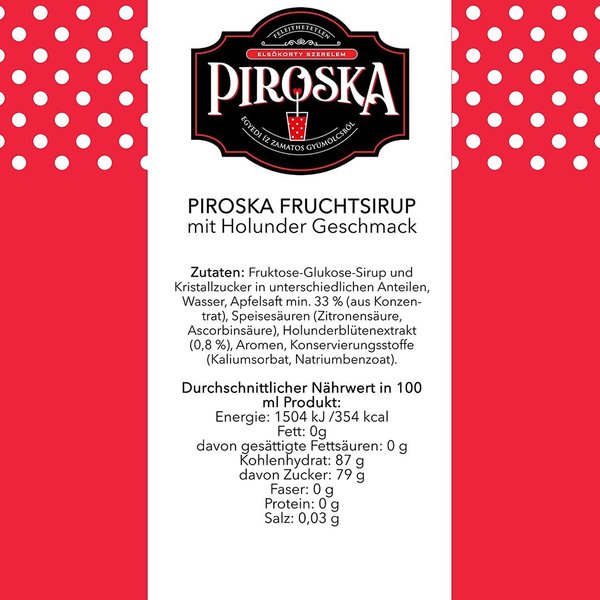Piroska Sirup Holunderblüte 700ml MHD: 31.08.2022
