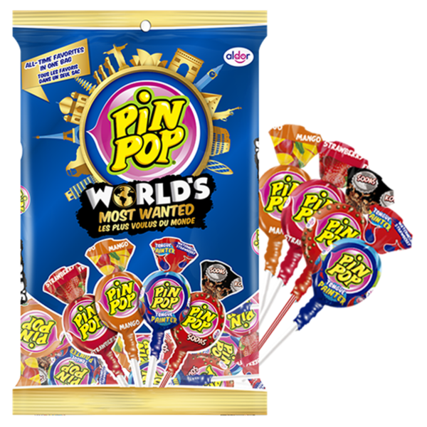 PIN POP Most Wanted Bubblegum Gefüllt Lollipops 17g /48 Stück