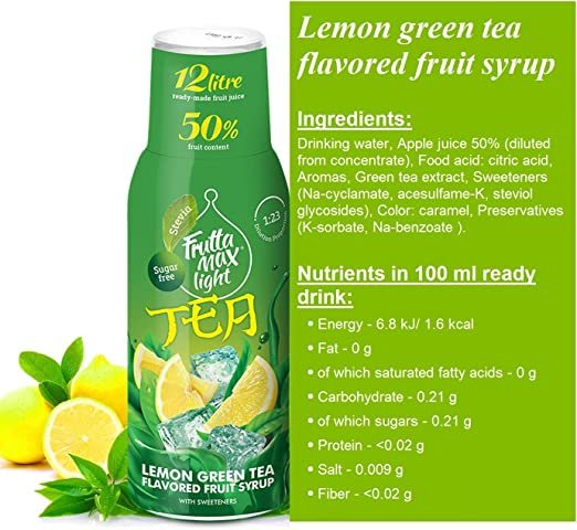 FruttaMax Light Zitronengrüner Tee Sirup 500ml
